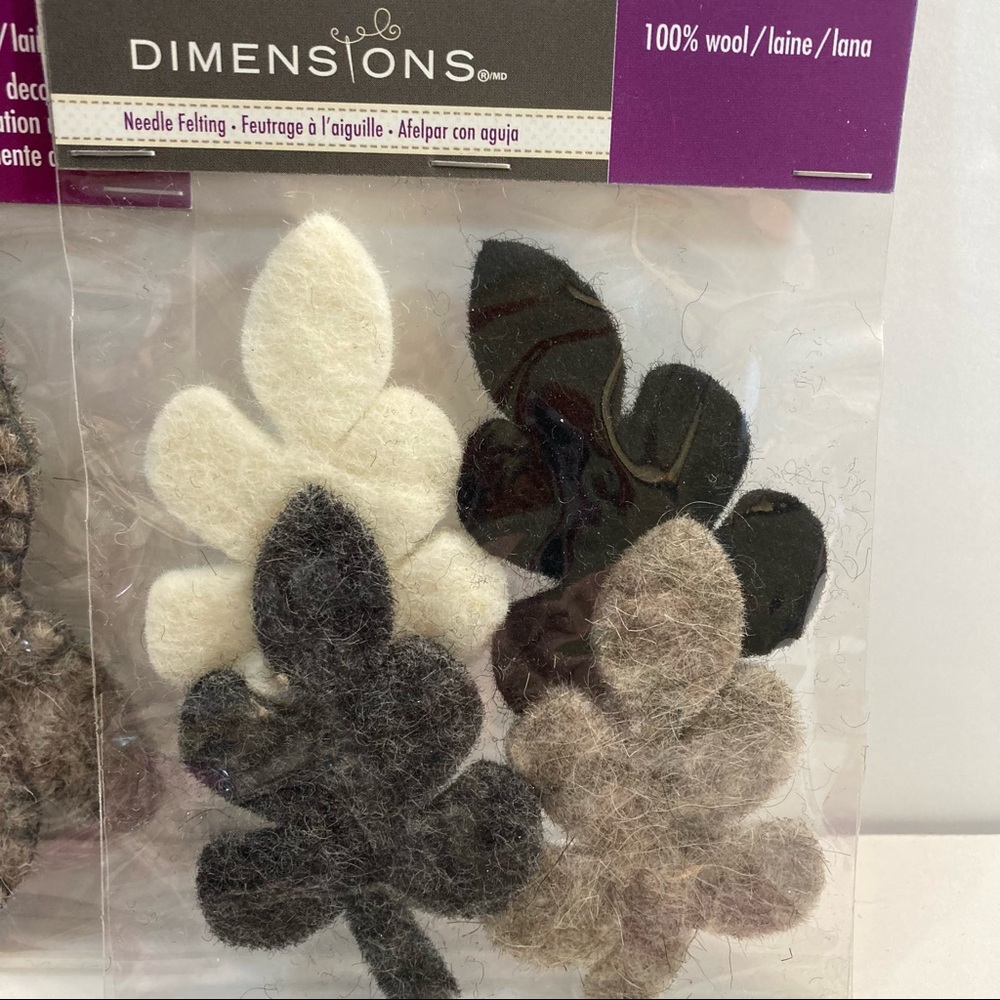 Owl Flowers Leaves Felt Embellishments 100% Wool Coordinated Black Grey - Picture 8 of 13